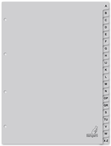Tabbladen Kangaro 4-gaats G420AZ 20-delig alfabet grijs PP-2