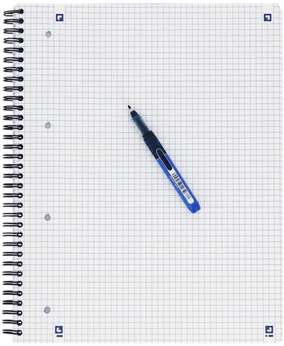 Collegeblok Oxford A4+ ruit 5x5mm 4-gaats 180 pagina's 80gr zwart-1