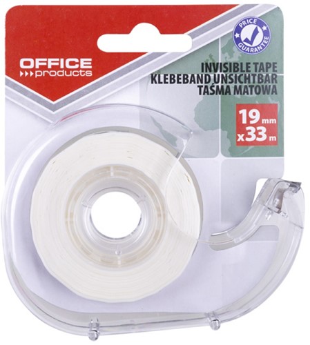 Plakband, onzichtbaar, 19mmx33m, met dispenser