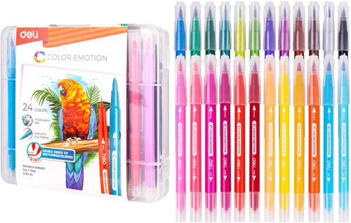 Deli Color Emotion dubbele viltstiften - 24 kleuren-2