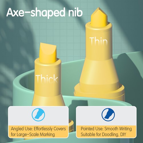 Deli Macaron markeerstift met beitelpunt, set à 6 kleuren-3