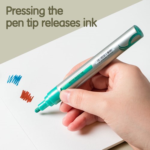 Deli Dmast acrylmarker met beitelpunt, 6 metallic kleuren-2