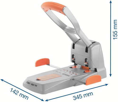 Perforator Rapid Supreme Heavy Duty HDC150/2 2-gaats 150 vel zilver/oranje-2