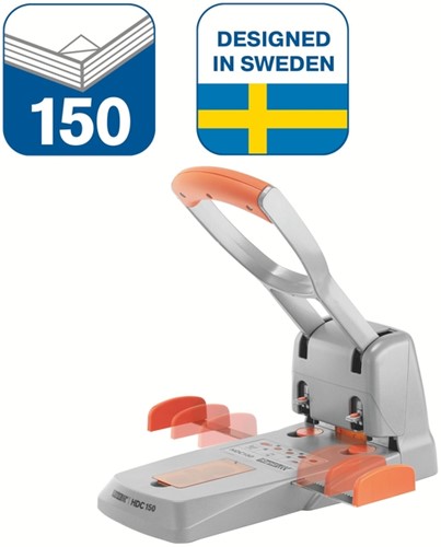 Perforator Rapid Supreme Heavy Duty HDC150/2 2-gaats 150 vel zilver/oranje-3