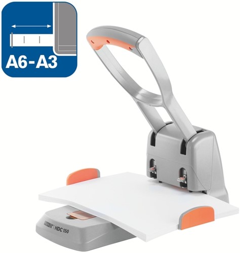 Perforator Rapid Supreme Heavy Duty HDC150/2 2-gaats 150 vel zilver/oranje-4