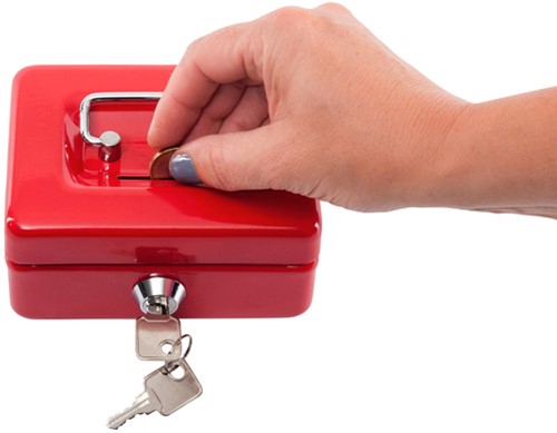 Geldkist MAUL met muntgleuf en slot 125x95x60mm rood-1