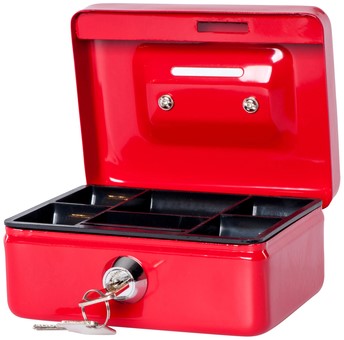 Geldkist MAUL met muntgleuf en slot 125x95x60mm rood-3