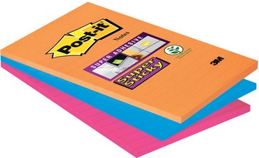 Memoblok Post-it 4690 Super Sticky 101x152mm lijn Bangkok 3 stuks-2