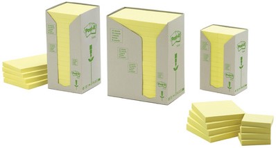 Memoblok Post-it 655 76x127mm recycled geel 16x100 vel-2