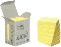Memoblok Post-it 653-1B recycled 38x51mm canary yellow 6 stuks