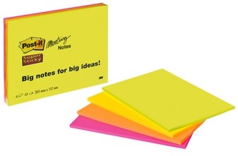 Memoblok Post-it 6845 Super Sticky 203x152mm assorti 4 stuks-3