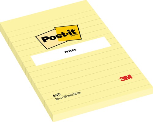 Memoblok Post-it 660 lijn 102x152mm canary yellow-3