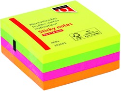 Memoblok Quantore 76x76mm neon kleuren assorti 4 kleuren 400 vel