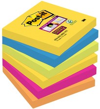 Memoblok Post-it 654 Super Sticky 76x76mm Carnival 6 stuks-2
