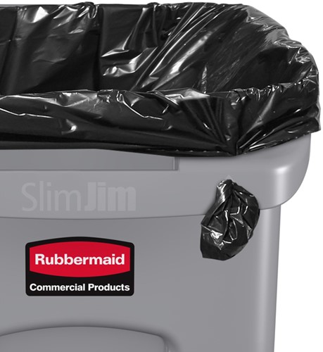 Afvalbak Rubbermaid Slim Jim Vented met luchtsleuven 87 liter grijs-3