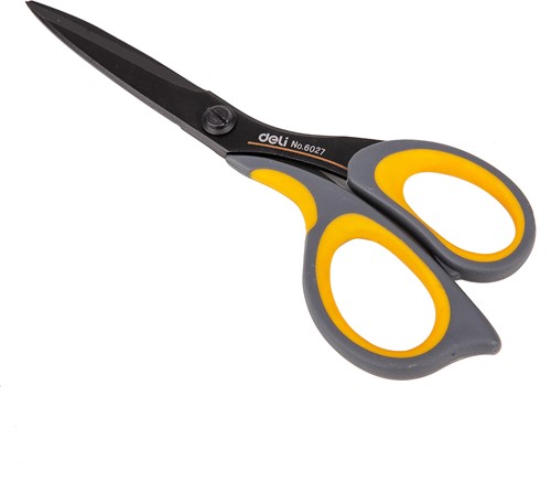 Deli schaar zwart met ergonomische handgreep,  175mm-3