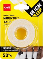 Deli Stick Up mounting tape dubbelzijdig 25,4mmx1,5mtr, wit-3