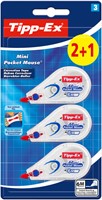 Correctietape Tipp-Ex mini pocket mouse 5mmx6m blister 2+1 gratis