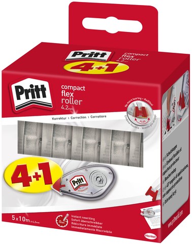 Correctieroller Pritt Compact Flex, 4.2mmx10m, valuepack à 4+1 gratis