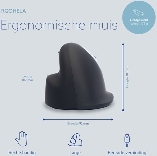Muis R-Go Ergonomisch HE Break Draad Rechts L-5