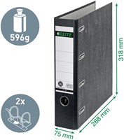 Ordner Leitz 1092 giro-bank met dubbele mechaniek 75mm karton A4 zwart-8