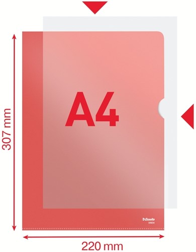 Insteekmap L-model Esselte standaard A4 0.11mm PP rood 100 stuks-1