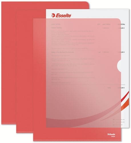 Insteekmap L-model Esselte standaard A4 0.11mm PP rood 100 stuks-6