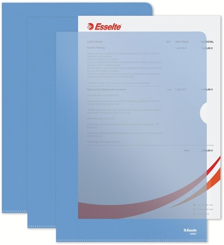 Insteekmap L-model Esselte standaard A4 0.11mm PP blauw 100 stuks-6