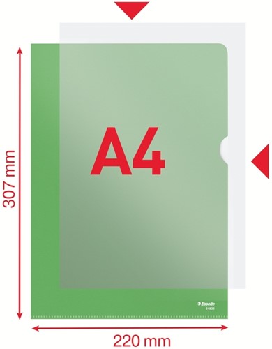 Insteekmap L-model Esselte standaard A4 0.11mm PP groen 100 stuks-1