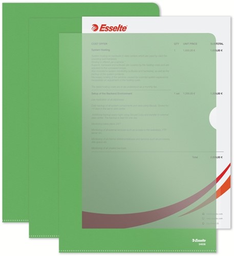 Insteekmap L-model Esselte standaard A4 0.11mm PP groen 100 stuks-7