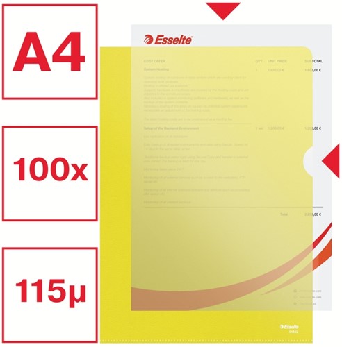 Insteekmap L-model Esselte standaard A4 0.11mm PP geel 100 stuks-4