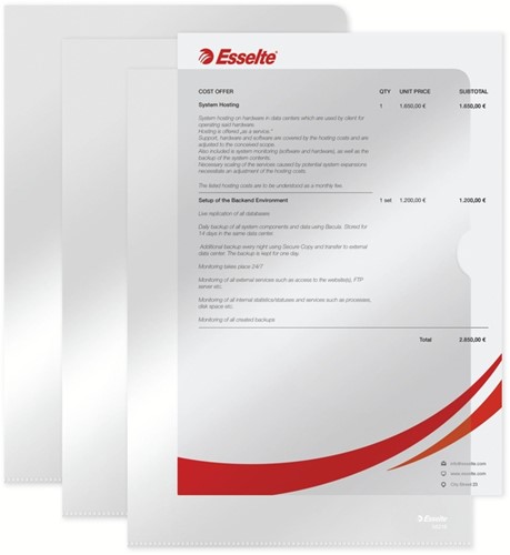 Insteekmap L-model Esselte standaard copy safe 0.11mm PP A4 glashelder 100 stuks-6