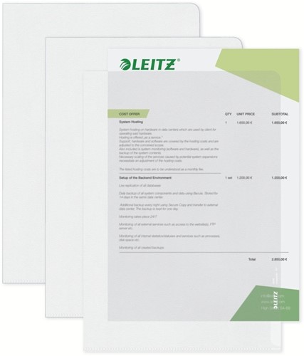 Insteekmap L-model Leitz Premium 0.13mm PP A4 transparant 100 stuks-3