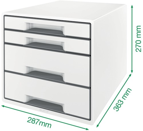 Ladenblok Leitz WOW CUBE A4 maxi 4 laden wit/grijs-2