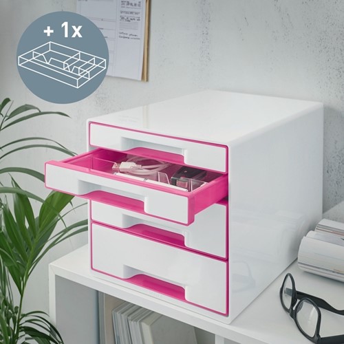 Ladenblok Leitz WOW 4 laden wit/roze-3