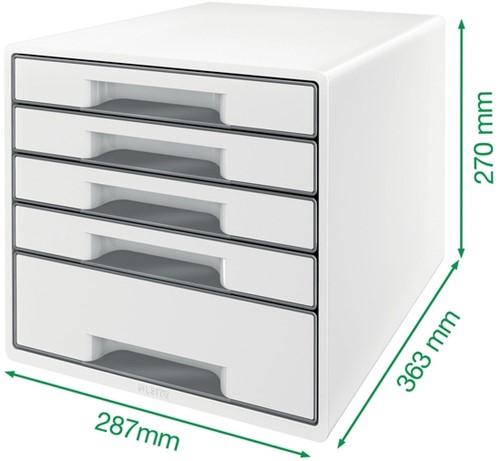 Ladenblok Leitz WOW CUBE A4 maxi 5 laden wit/grijs-1