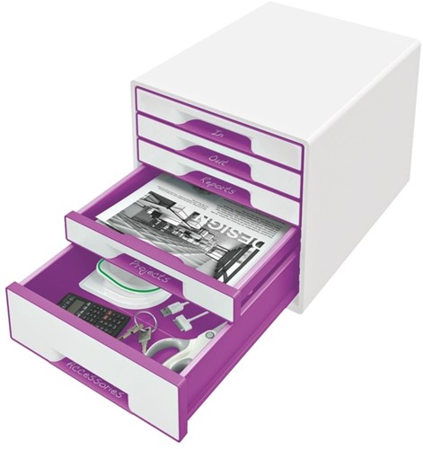 Ladenblok Leitz WoW 5 laden wit/paars-4