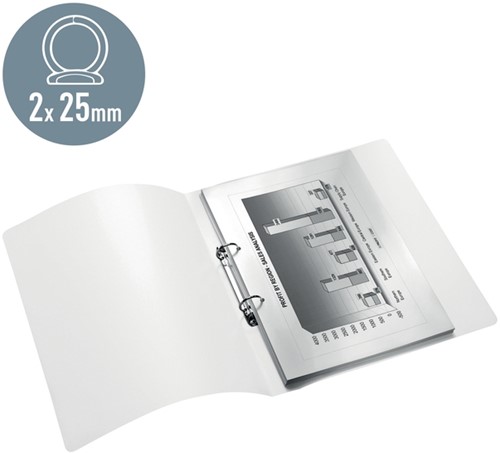 Ringband Leitz WOW A4 2-rings O-mechaniek 25mm PP wit-2