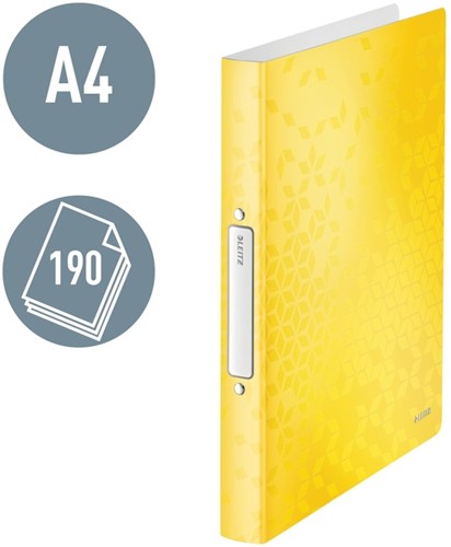 Ringband Leitz WOW A4 2-rings O-mechaniek 25mm PP geel-3