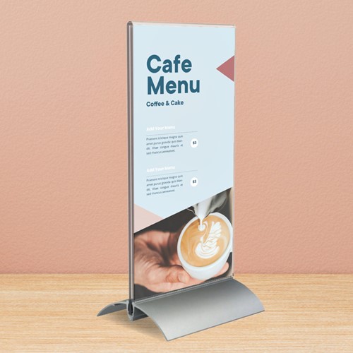 Kaarthouder Europel T-standaard 1/3 A4 staand acryl / aluminium-3