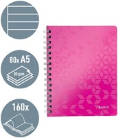Notitieboek Leitz WOW A5 spiraal 160 pagina's lijn roze-2