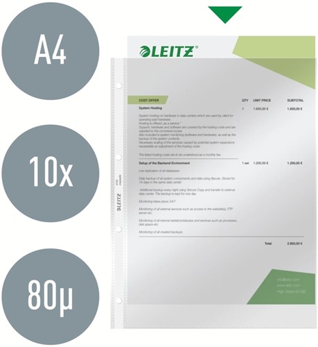 Showtas Leitz Premium standaard copy safe 0.09mm 4-gaats PVC A4 glashelder 100 stuks-4