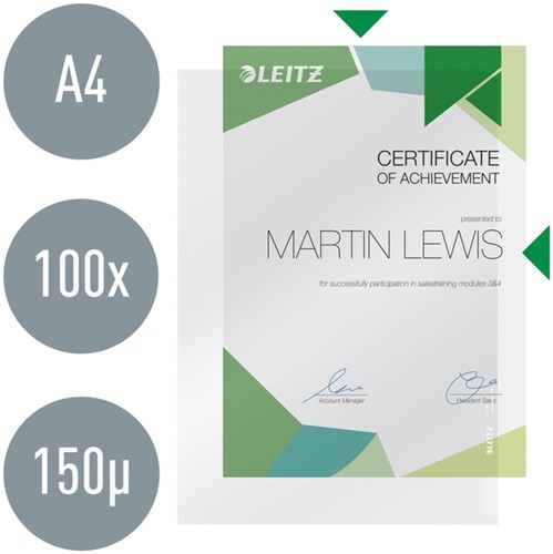 Insteekmap L-model Leitz Premium lasnaad copy safe 0.15mm PVC A4 transparant 100 stuks-7