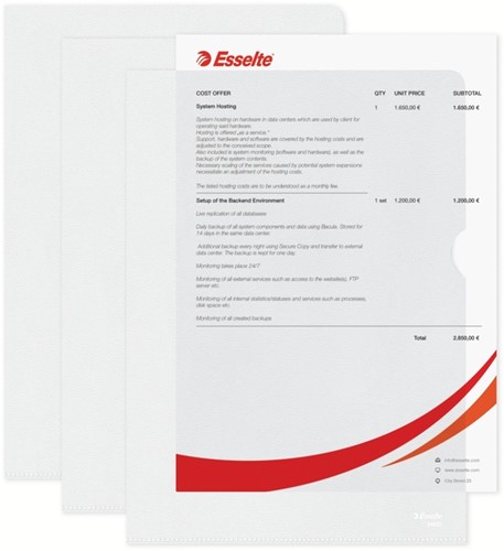 Insteekmap L-model Esselte standaard copy safe PP A4 transparant 100 stuks-6
