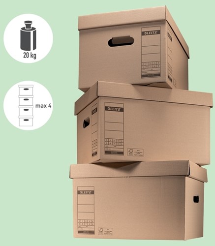 Archief- en transportdoos met deksel Leitz Premium 335x280x440mm natuurbruin-8