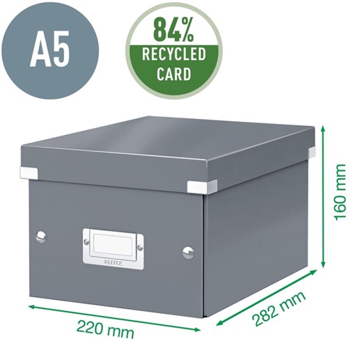 Opbergdoos Leitz Click & Store WOW klein gerecycled karton 200x148x250mm zwart-5