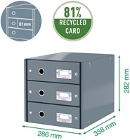 Ladenkast Leitz WOW Click & Store 4 laden gerecycled karton wit-1