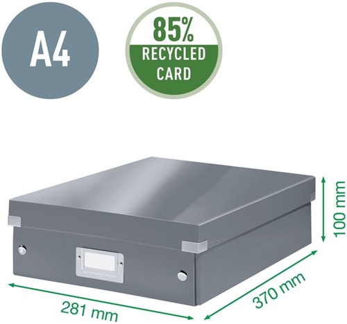 Opbergdoos Leitz Wow Click & Store organiser 280x100x370mm middel gerecycled karton zwart-1
