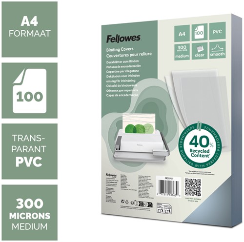 Voorblad Fellowes A4 PVC 300micron recycled 100 stuks-3