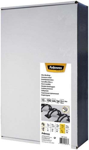 Draadrug Fellowes 12mm 34-rings A4 zwart 100 stuks